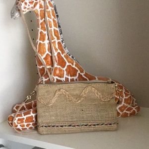 Straw crossbody bag.